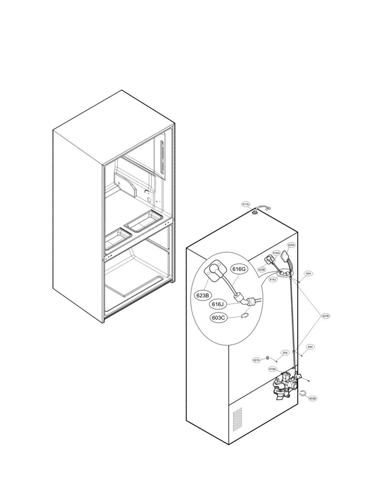 Water And Valve Parts Diagram and Parts List for LFX33975ST 03 LG Refrigerator