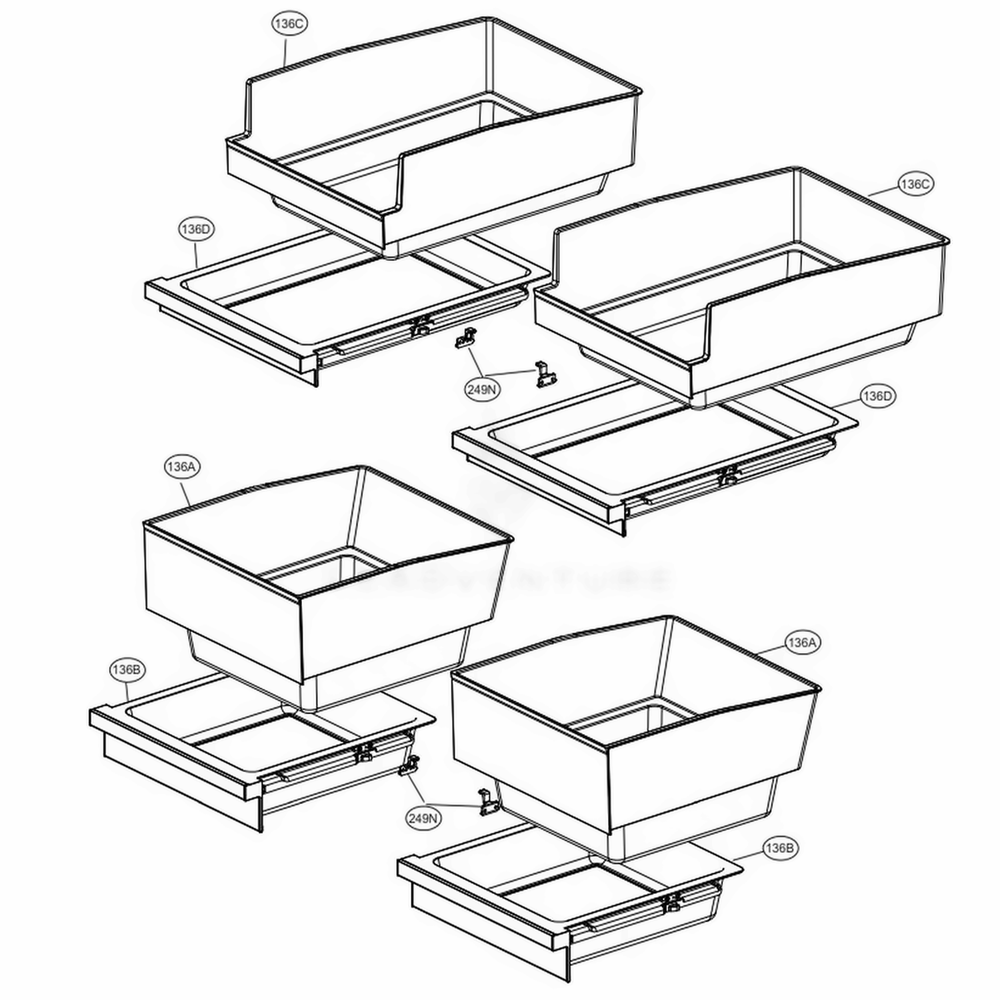 F-Room Drawer Part Diagram and Parts List for LUPXS3186N AGRCNA0 LG Refrigerator