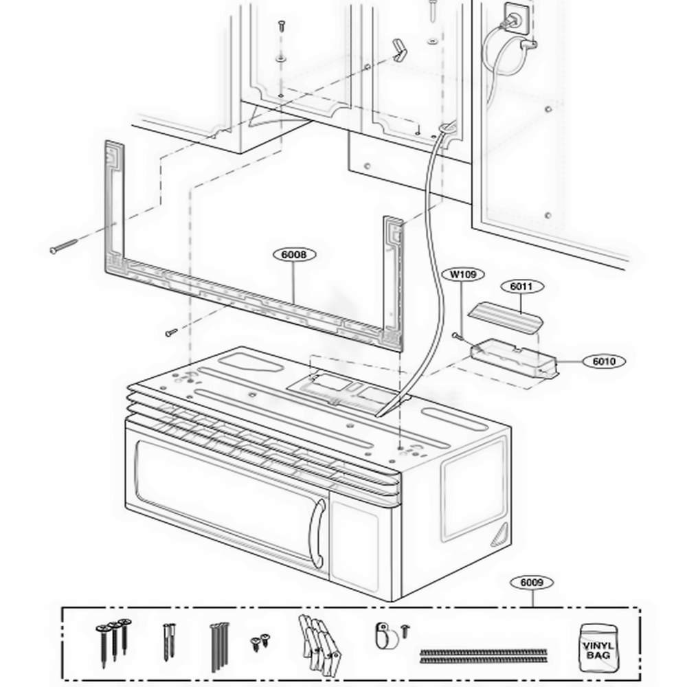 Installation Parts Diagram and Parts List for MMV5165AAB ABKEMTG LG Wall Oven