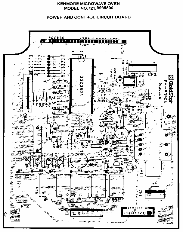 Power And Control Circuit Board Diagram and Parts List for 7218935590  Kenmore Microwave