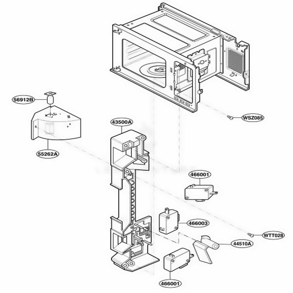 Suction Guide Parts Diagram and Parts List for MA825B KBKEKMT LG Wall Oven