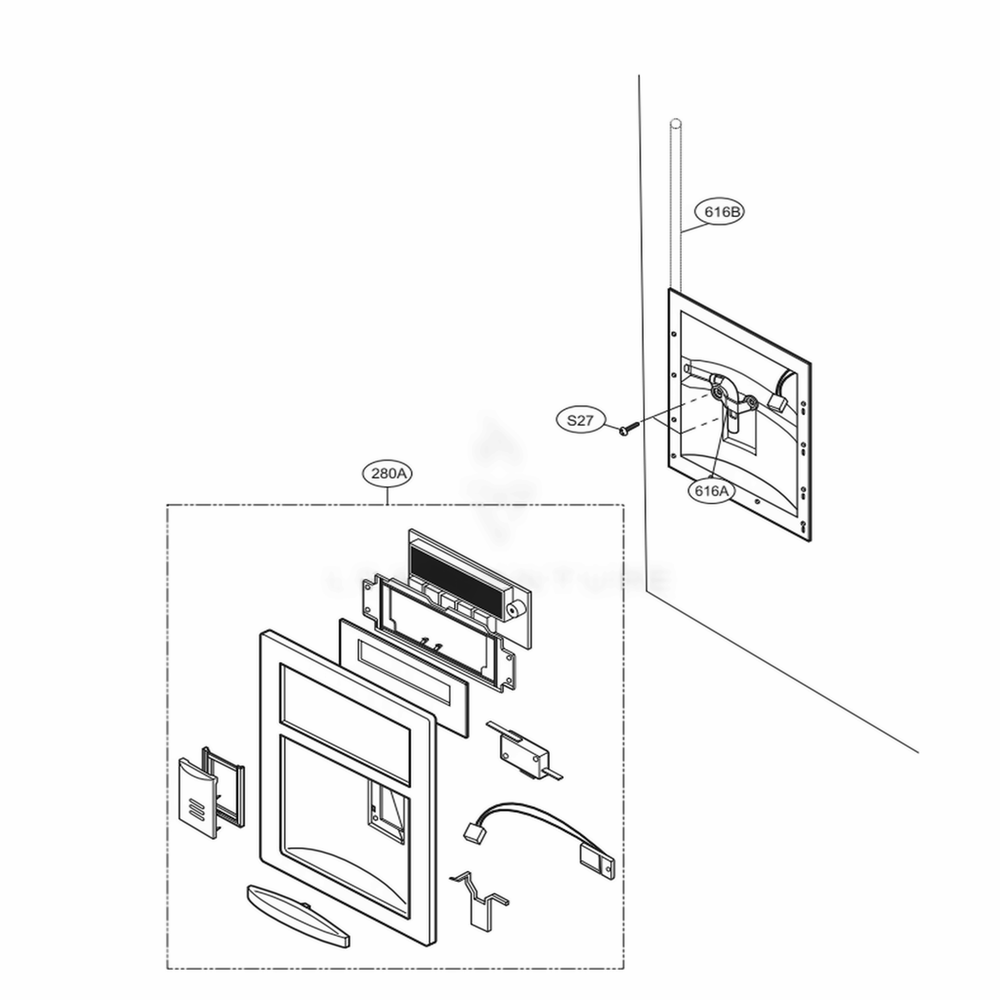 Dispenser Parts Diagram and Parts List for 78342 ASW3SER LG Refrigerator