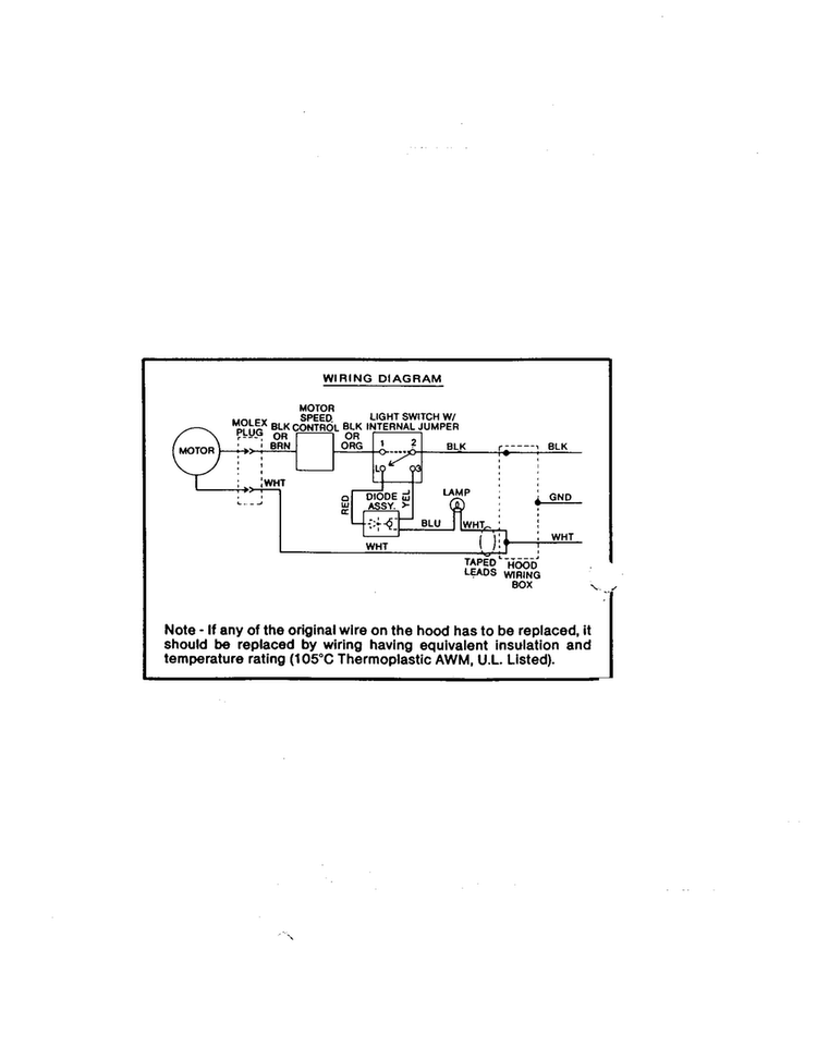 Wiring Diagram and Parts List for 23351899  Kenmore Range Hood
