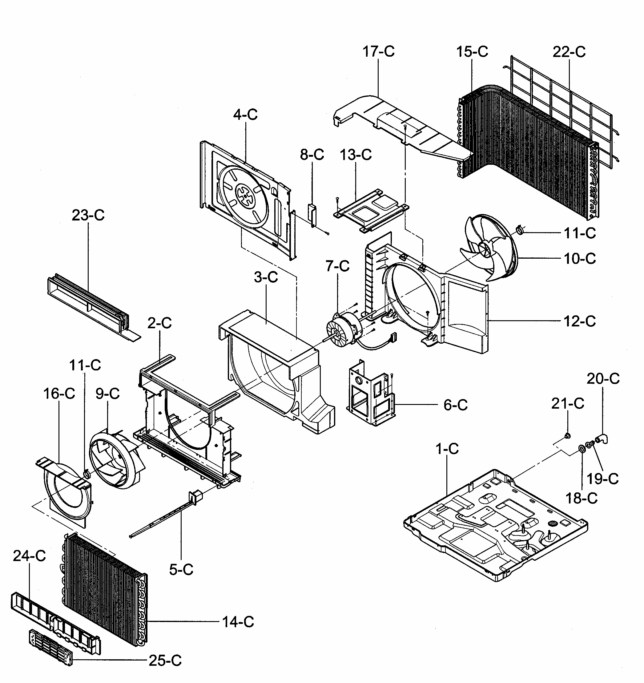 Air Handling/cycle Parts Diagram and Parts List for 58072189200  Kenmore Air Conditioner