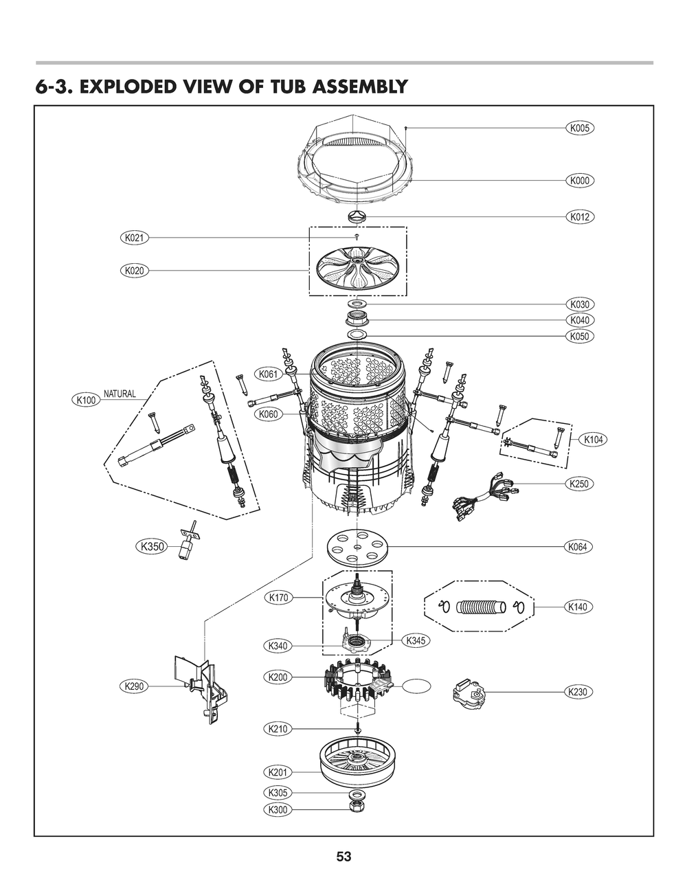 Tub Assembly Diagram and Parts List for T1743ADFP ABWEPUS LG Washer