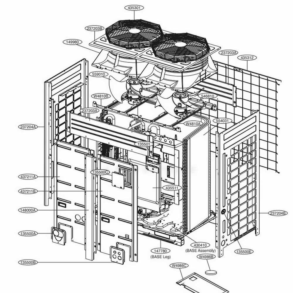 Main 2 Diagram and Parts List for ARUB096DTE4 AWGBLUS LG Air Conditioner