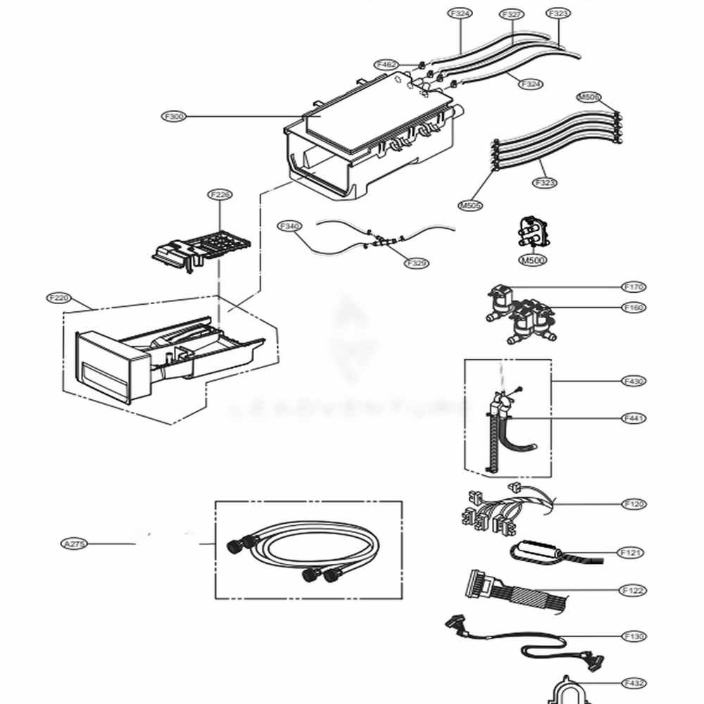 Dispenser Assembly Diagram and Parts List for GCWL1069QD3 ASSEELC LG Washer