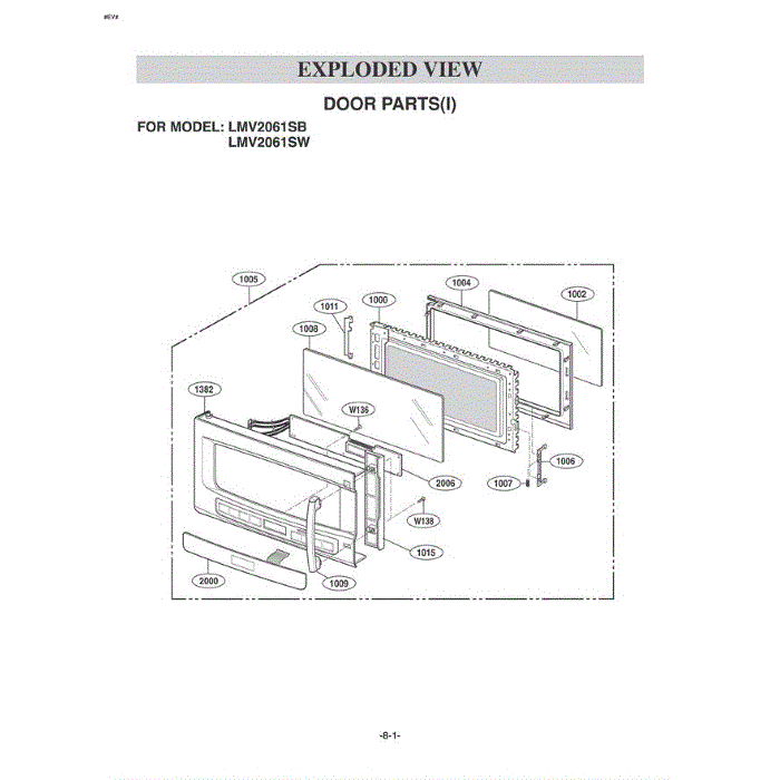 Section 1 Diagram and Parts List for LMV2061SB ABKELCA LG Microwave Oven Combo