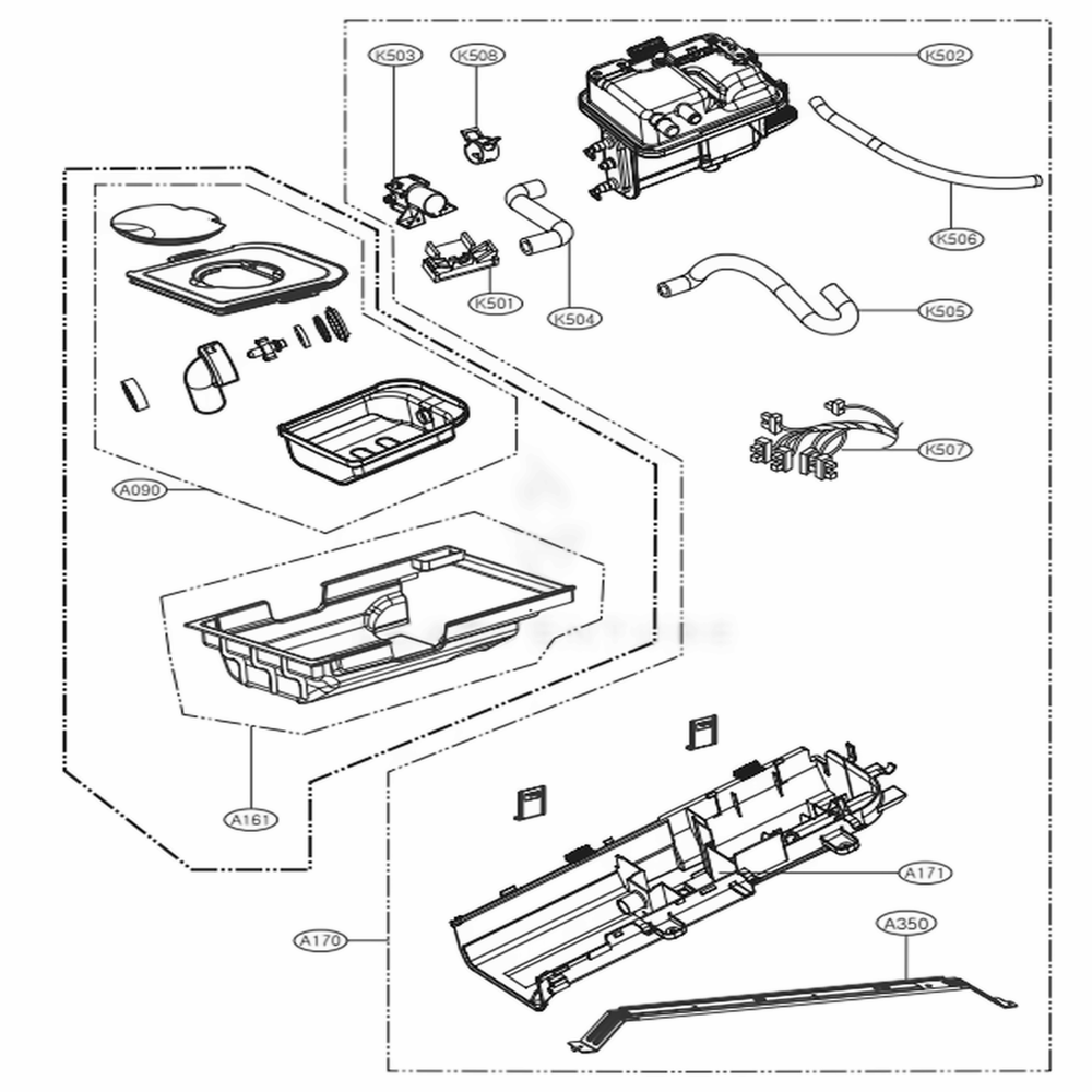 Panel Drawer Assembly And Guide Assembly Diagram and Parts List for DLGX6002V ASSEEUS LG Dryer