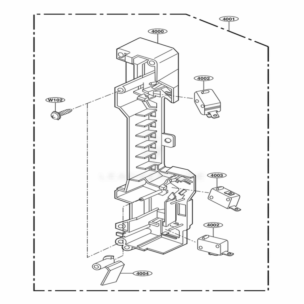 Latch Board Parts Diagram and Parts List for LSMC3089BD CBDESTD LG Microwave
