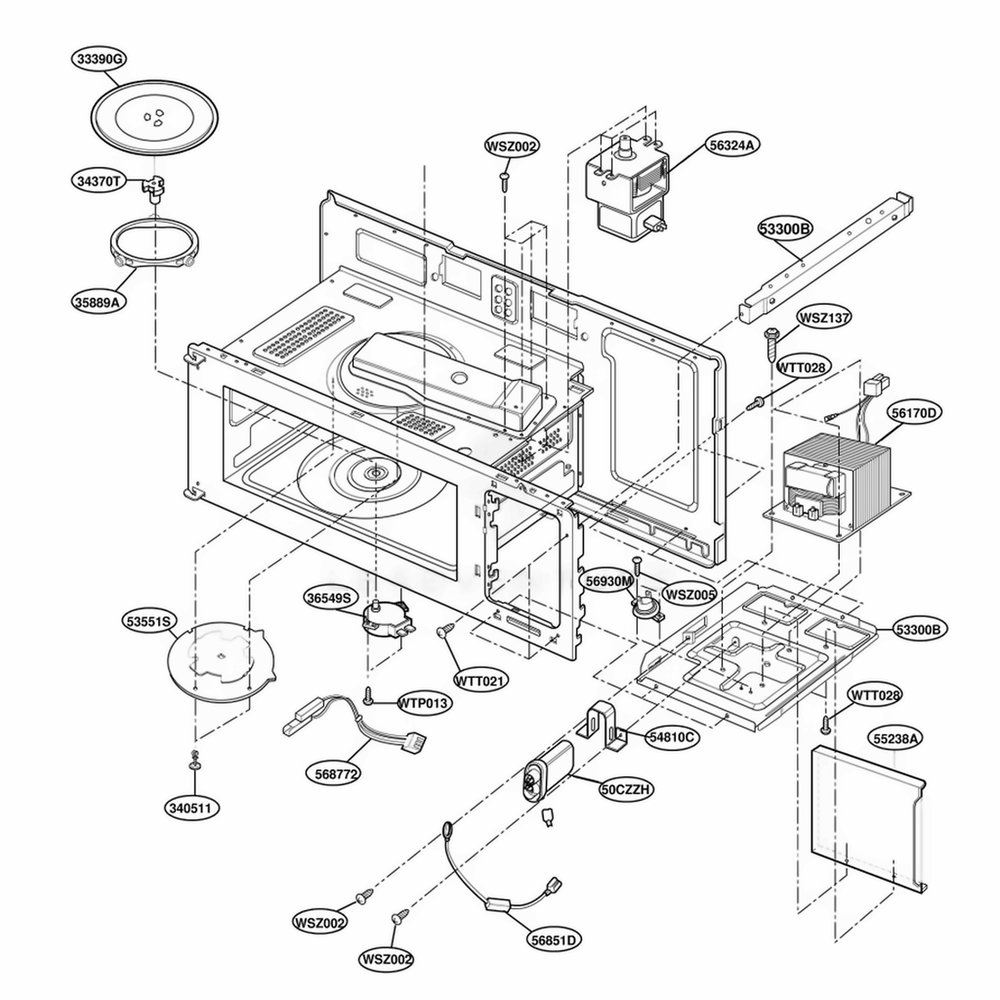 Interior Parts 1 Diagram and Parts List for MH7130XEB1 B1EWRP LG Range