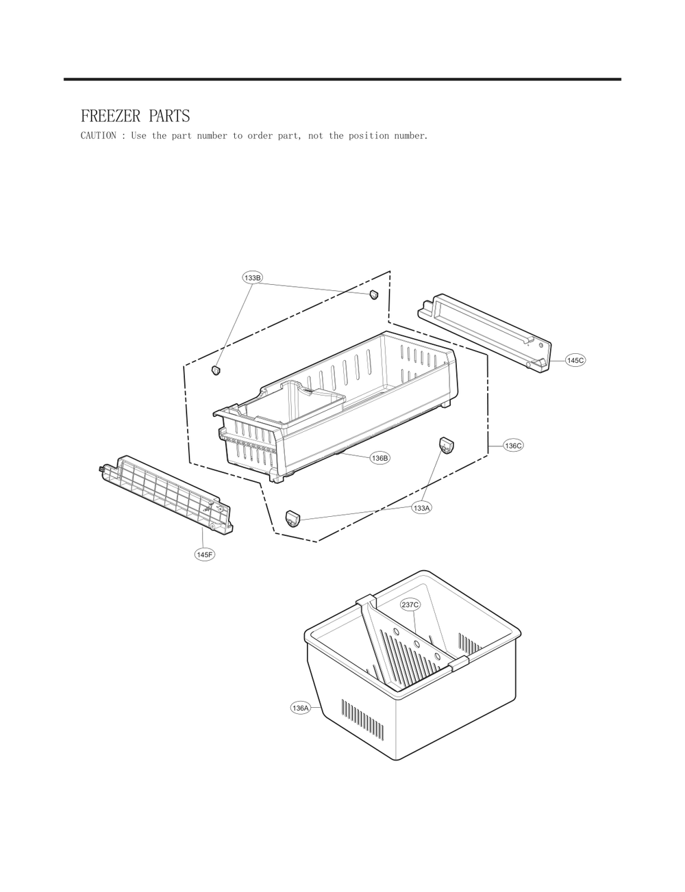Freezer Parts Diagram and Parts List for GC-L258VKSD ASBCNA0 LG Refrigerator