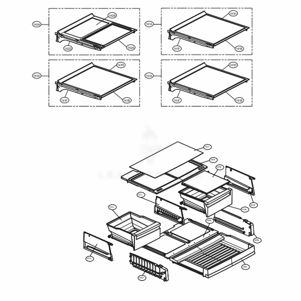 Refrigerator Parts Diagram and Parts List for 74302 ASWCSE0 LG Refrigerator