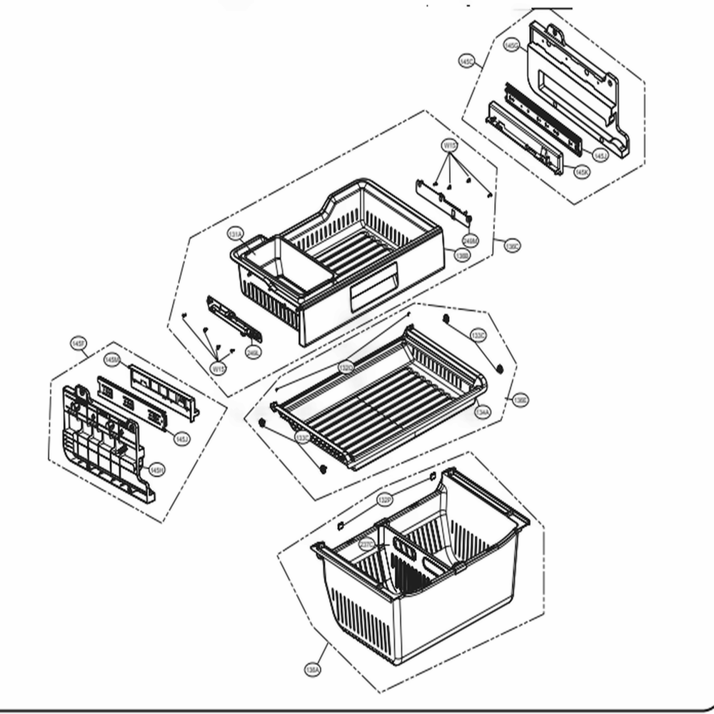Freezer Parts Diagram and Parts List for 74032 ASWCSE2 LG Refrigerator