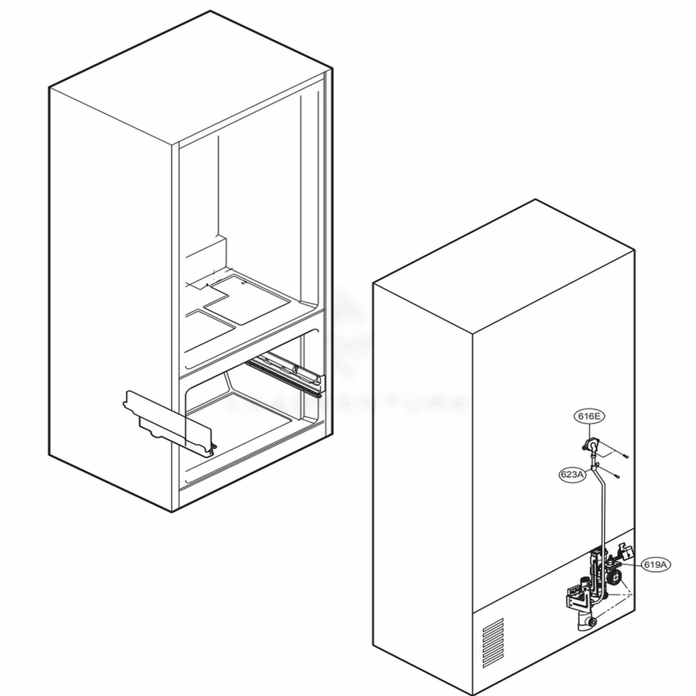 Valve And Water Tube Parts Diagram and Parts List for 74109 AWBCSE0 LG Refrigerator