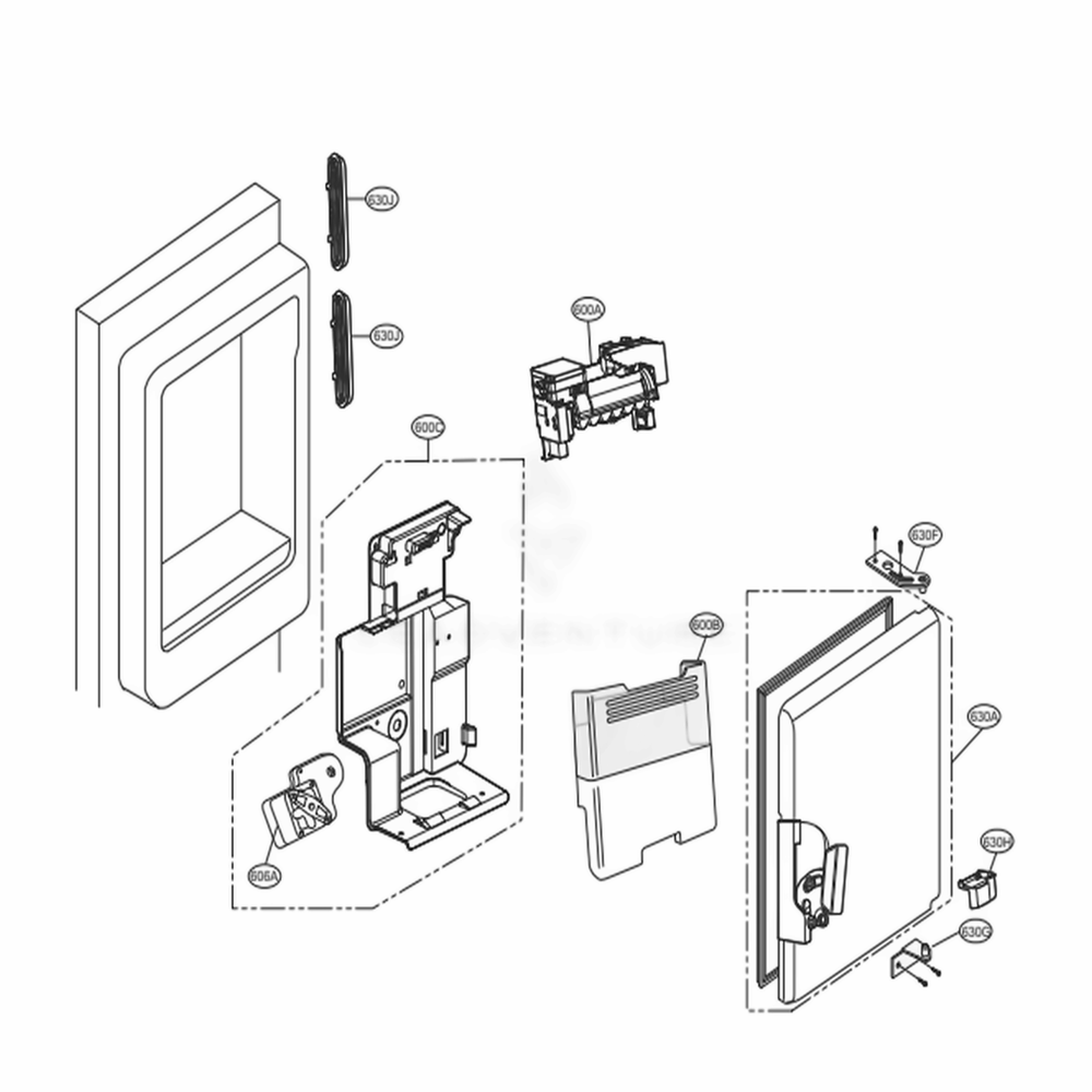 Ice Maker And Ice Bin Parts Diagram and Parts List for 71033 ASTCSE1 LG Refrigerator