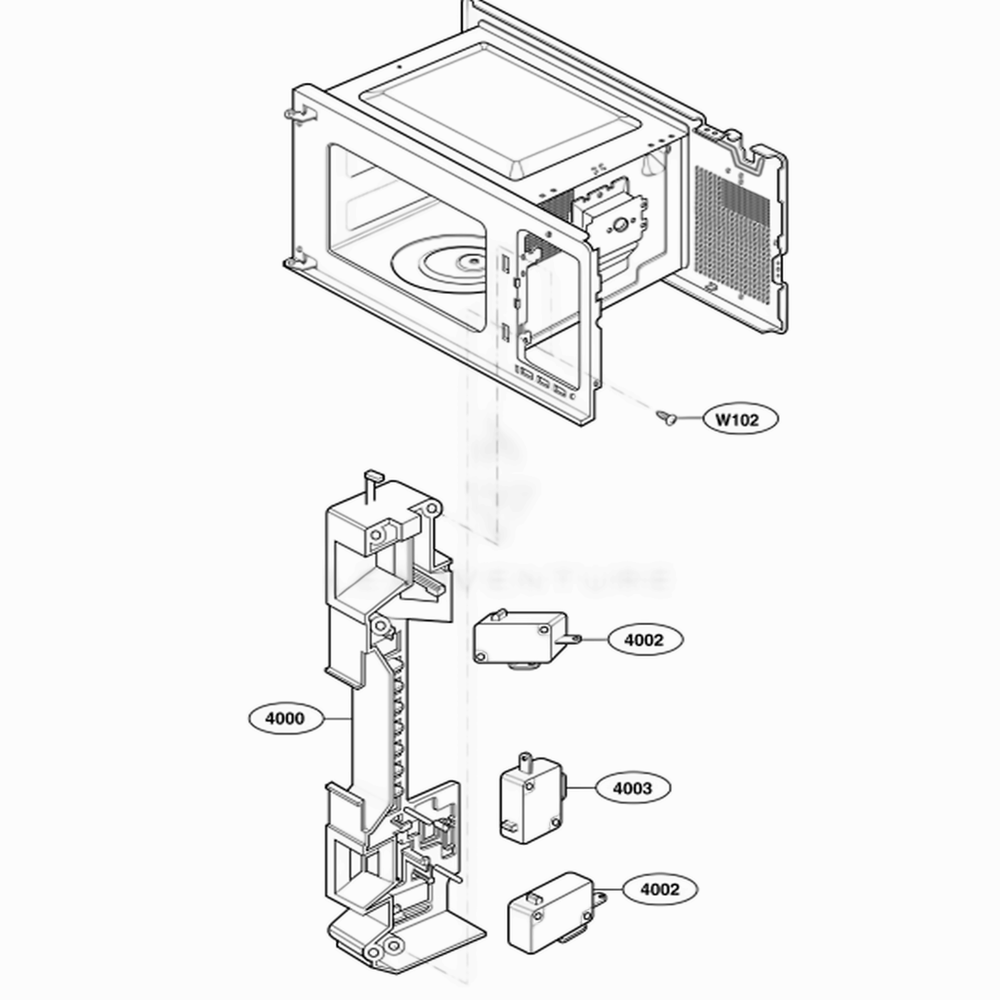 Latch Board Parts 2 Diagram and Parts List for 62252 CW1ESEA LG Wall Oven