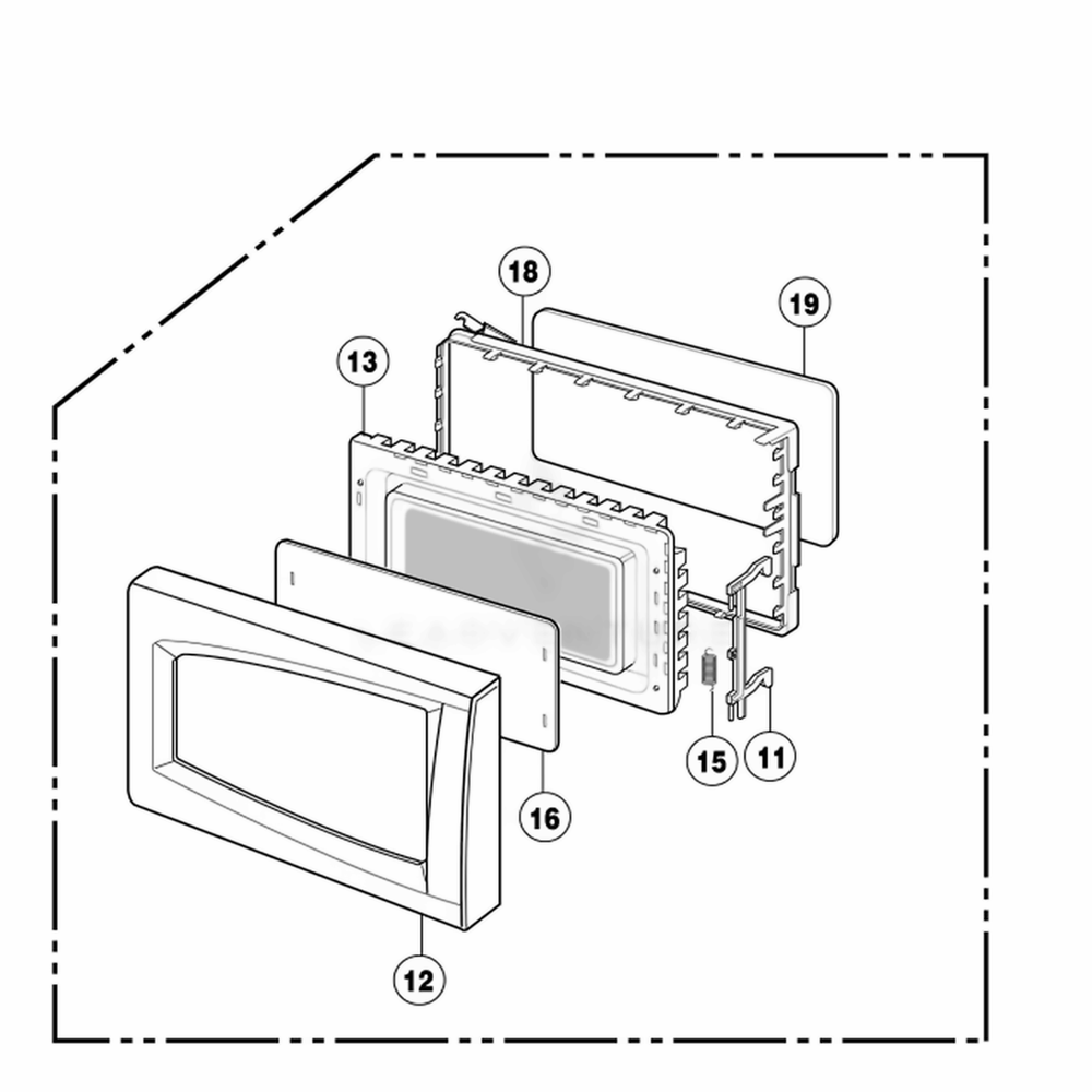 Door Parts Diagram and Parts List for NNS723WL KWHEMAT LG Range