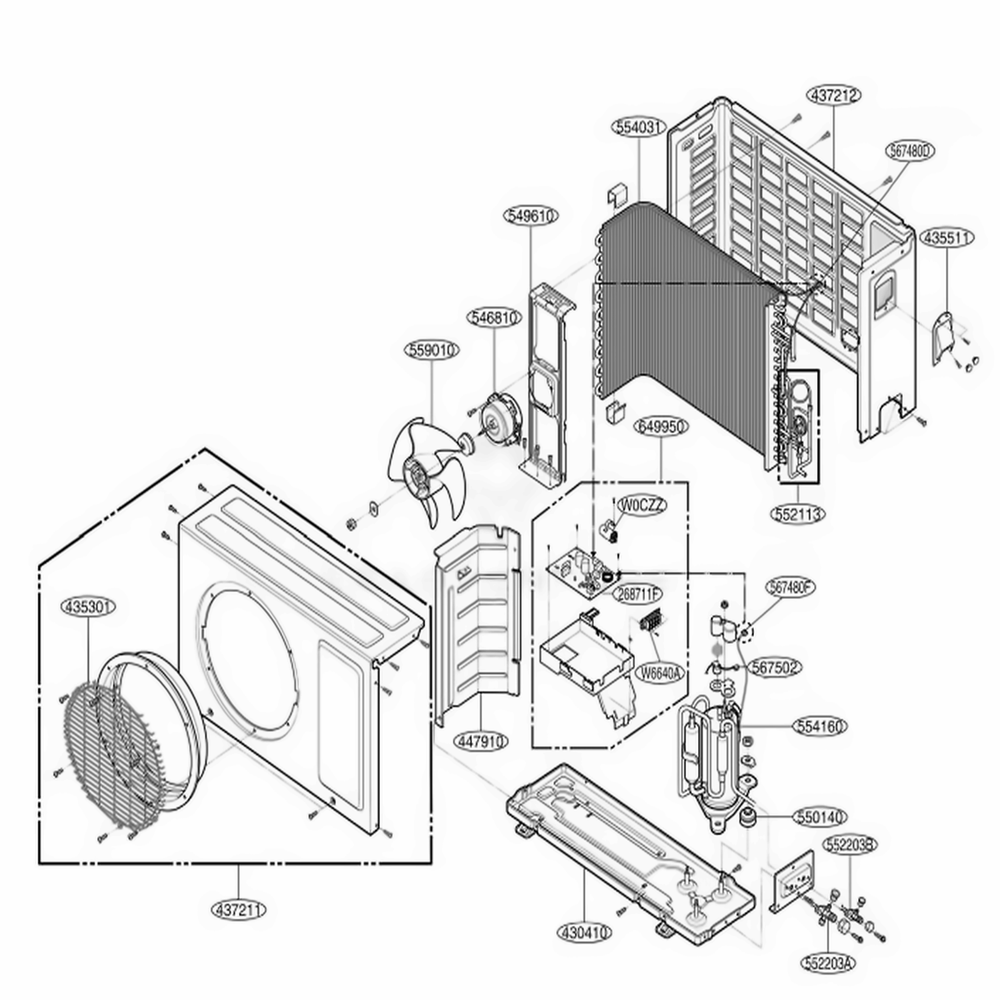 Outdoor Unit Diagram and Parts List for LS090CE AWHAEUS LG Air Conditioner