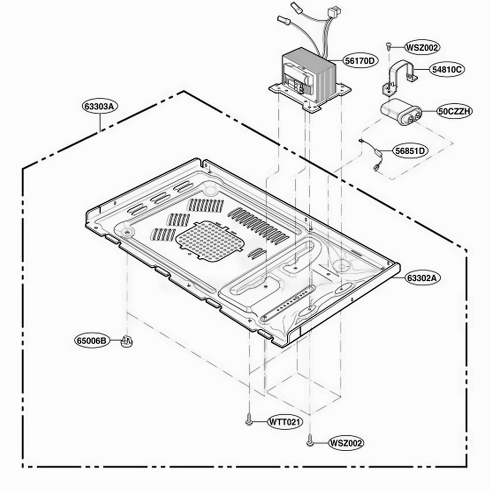 Base Plate Parts Diagram and Parts List for MA795W01 CW5EGSE LG Microwave