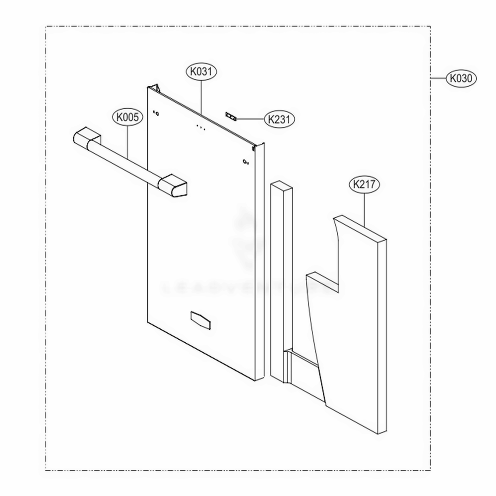 Front Cover Assembly Diagram and Parts List for SKSDW2401S ASTESNA LG Range