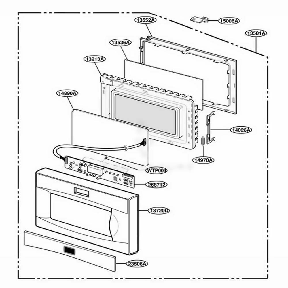 Door Parts Diagram and Parts List for LTM9000B ABKELGA LG Range