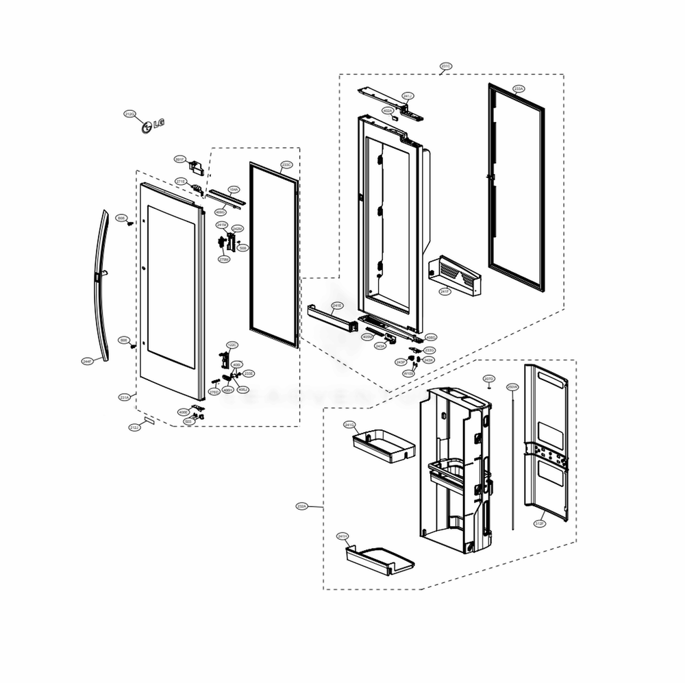 Door Parts 2 Diagram and Parts List for LRFVS3006D ASBCNA0 LG Refrigerator
