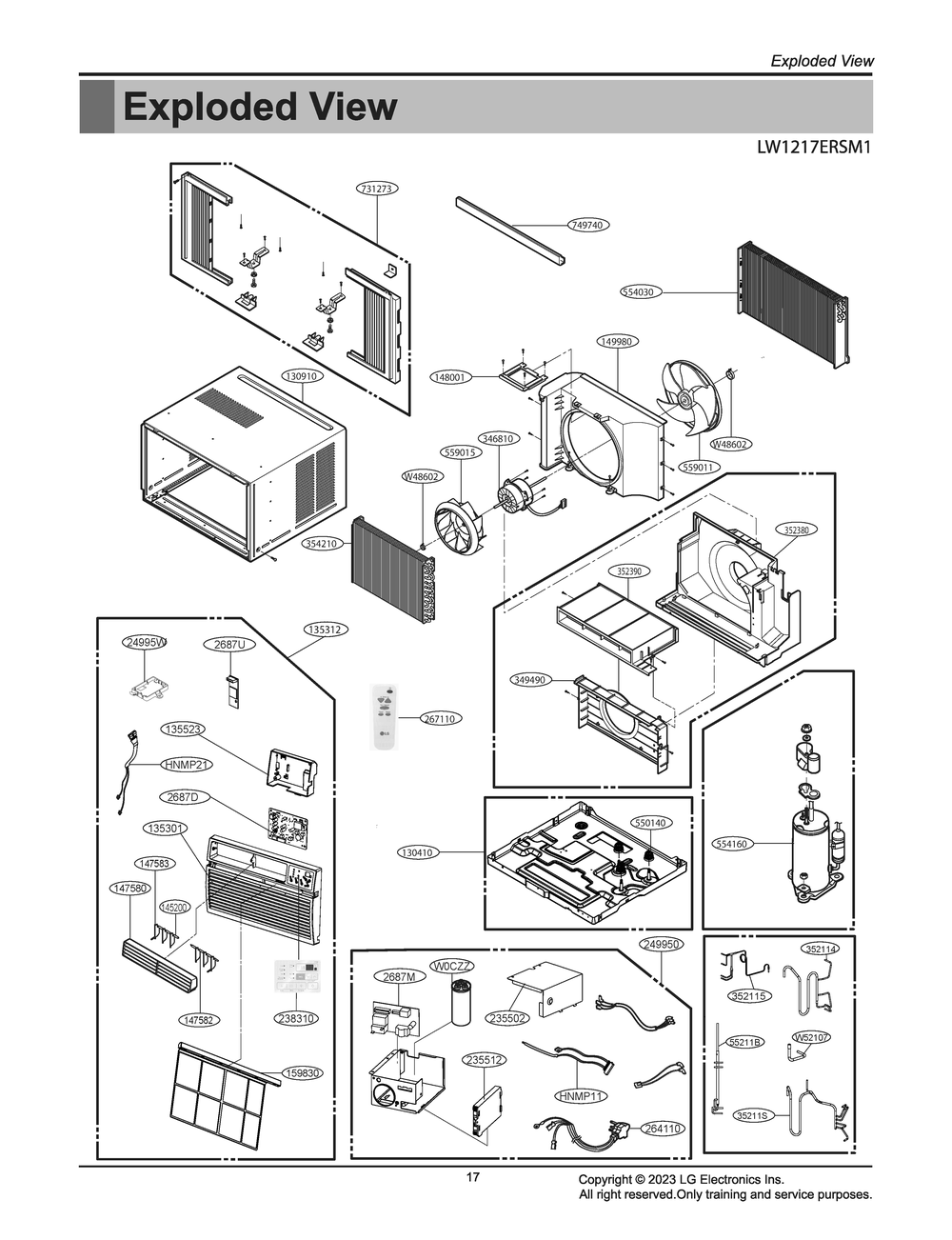 Diagram 1 Diagram and Parts List for W3NC12LNCM5 AT1AUSH LG Air Conditioner