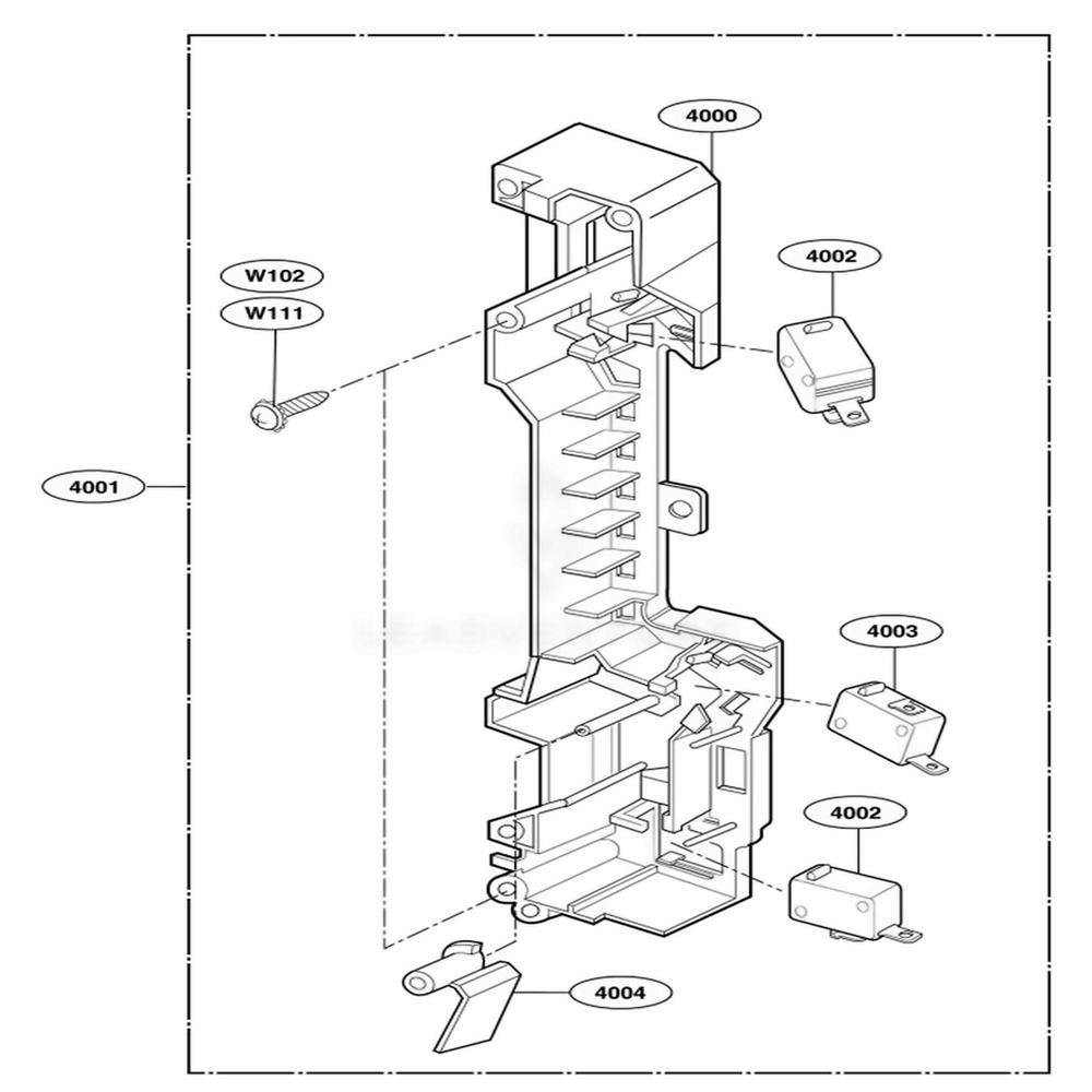Latch Board Parts Diagram and Parts List for MMV5165AAW CW1EMTG LG Wall Oven