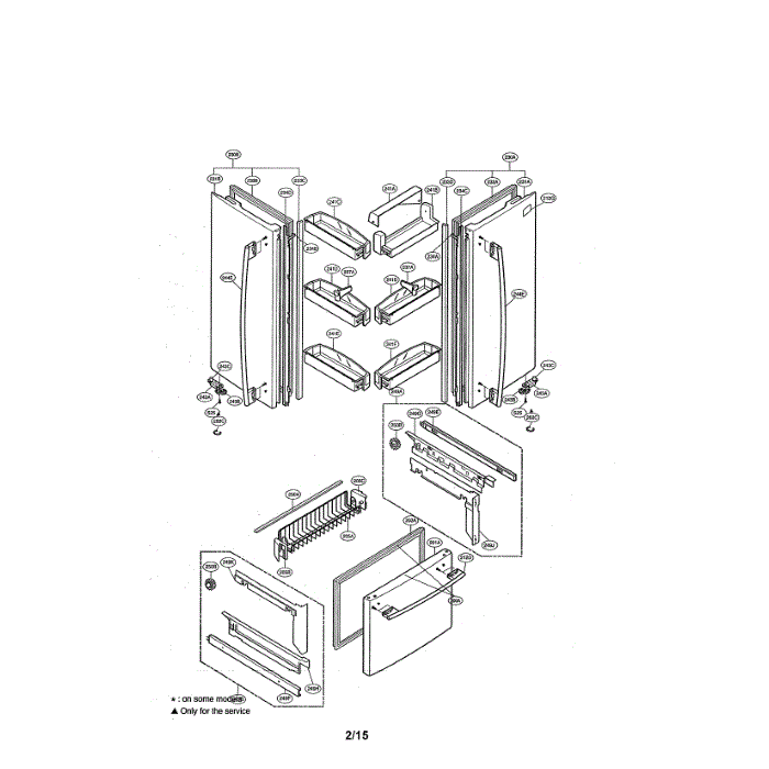 Doors Diagram and Parts List for LFC25760SB 00 LG Refrigerator
