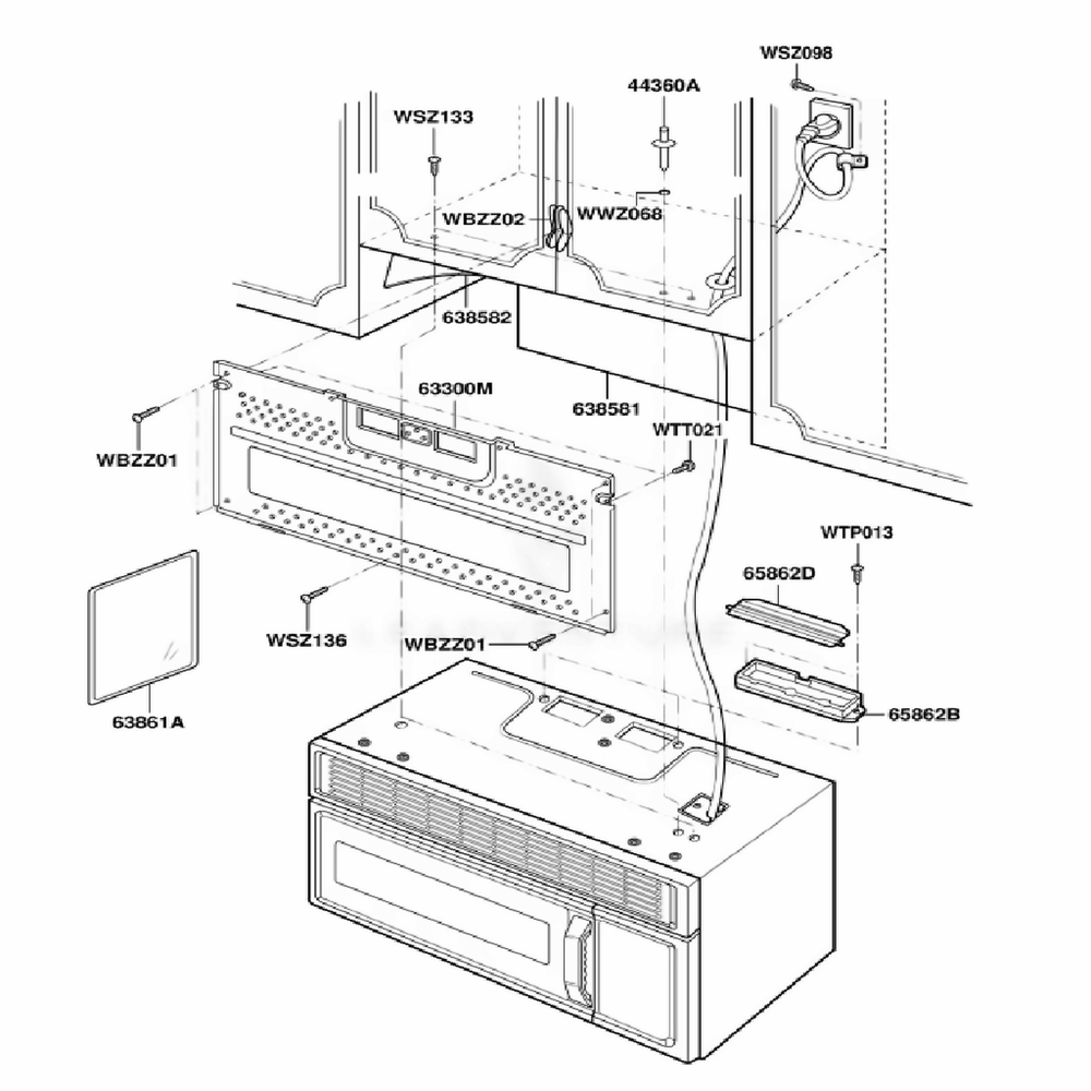 Installation Parts Diagram and Parts List for JMV9118AAB ABKEJEN LG Range