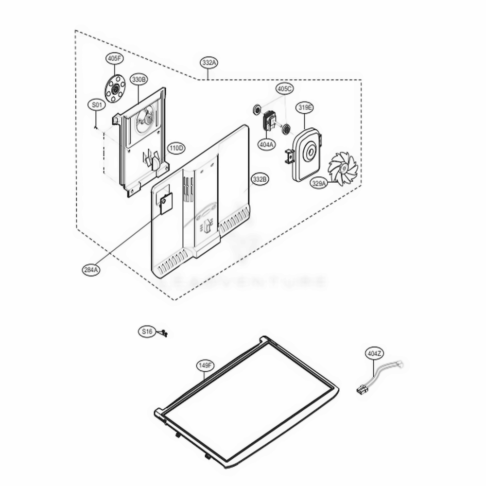 Freezer Parts Diagram and Parts List for LTCS24223W ASWCNA2 LG Refrigerator