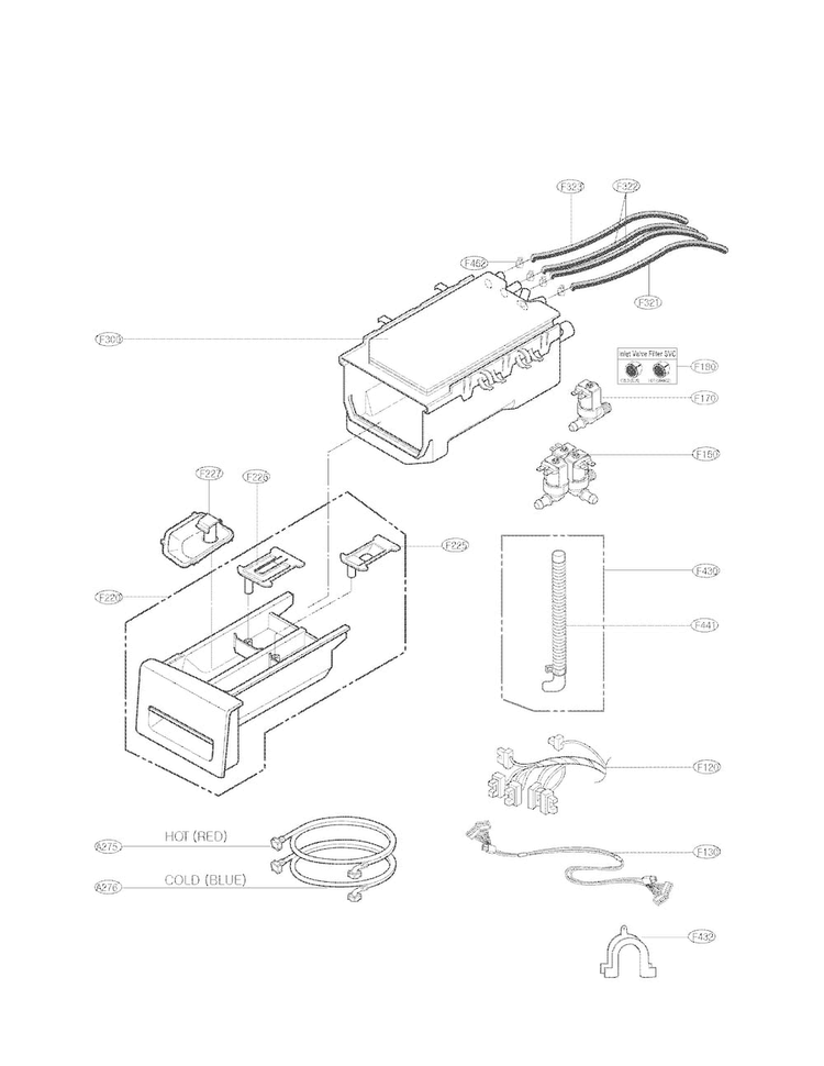 Dispenser Assembly Part Diagram and Parts List for WM3050CW  LG Washer