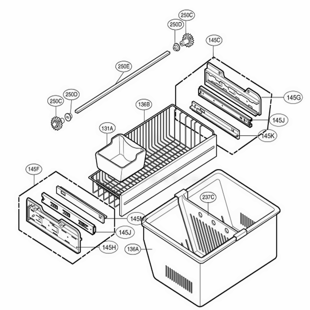 Freezer Parts Diagram and Parts List for 77552 ASWCSEF LG Refrigerator