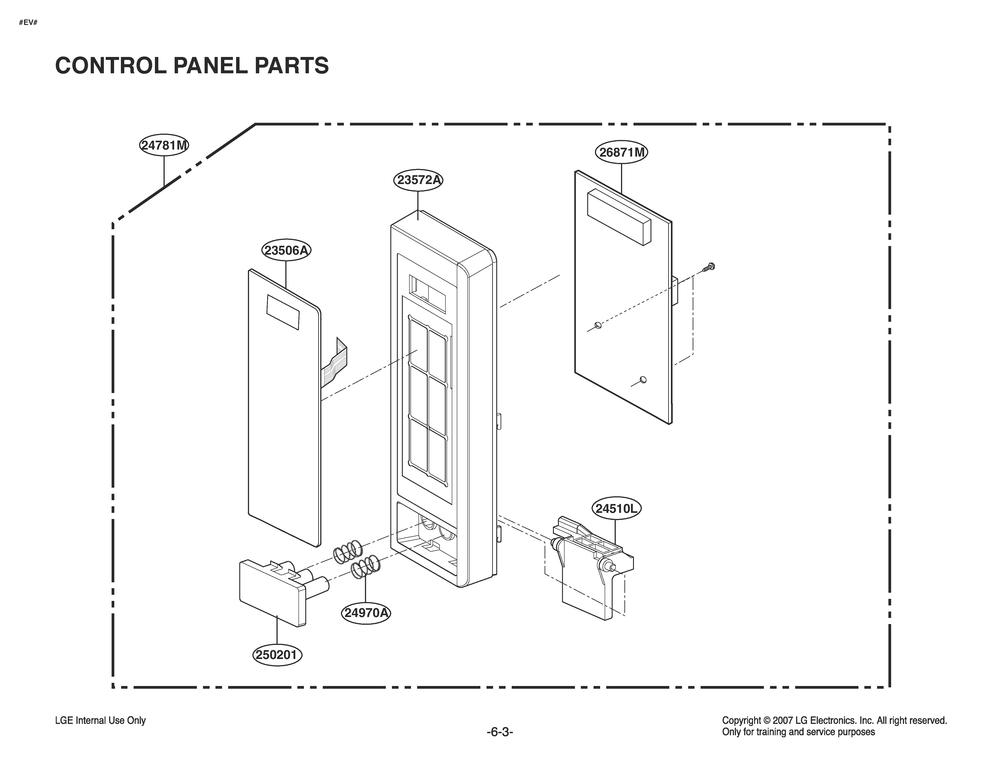 Control Panel Parts Diagram and Parts List for MS2042D CBKPLGN LG Miscellaneous
