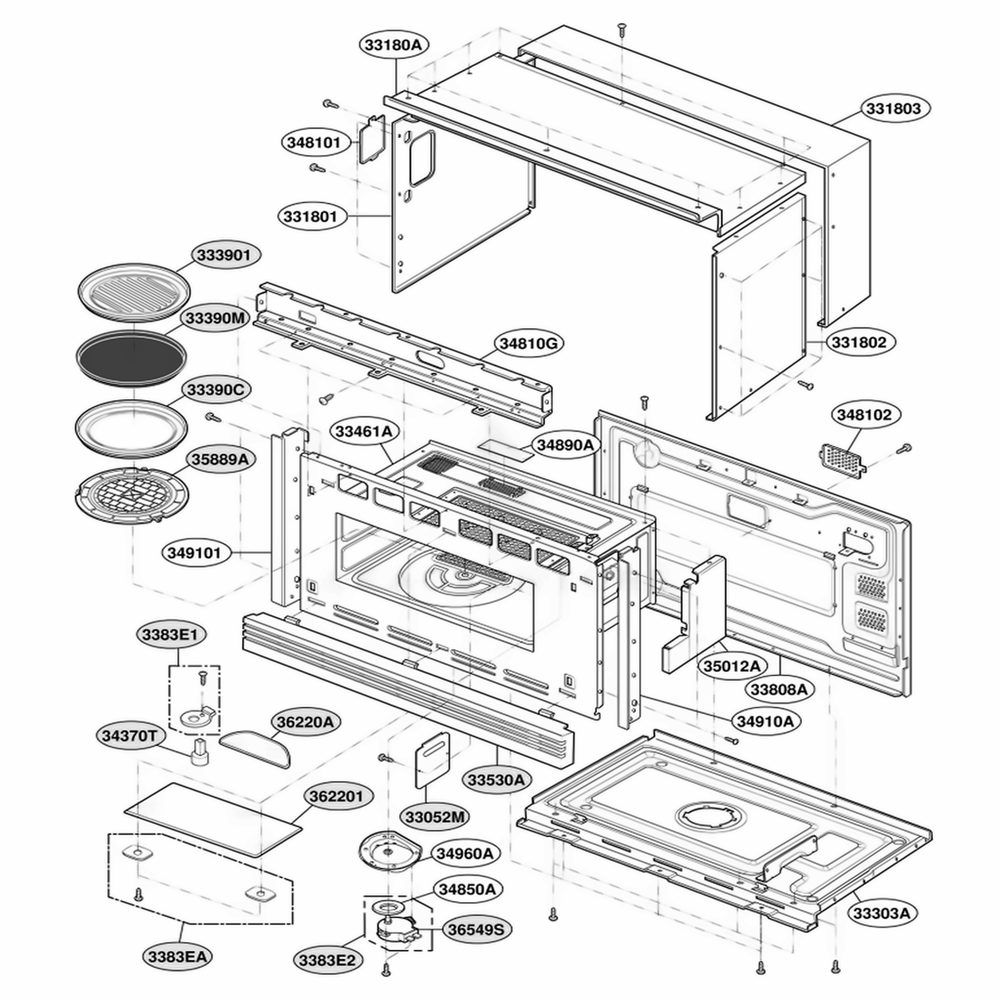 Oven Cavity Parts Diagram and Parts List for SCB2000CCC ABSLGEU LG Range