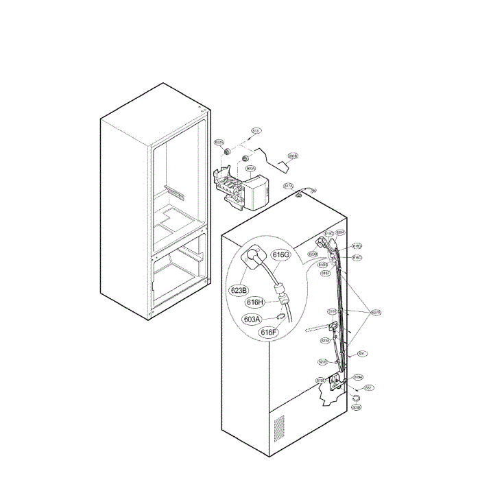 Ice Maker Diagram and Parts List for LRFD25850WW 00 LG Refrigerator