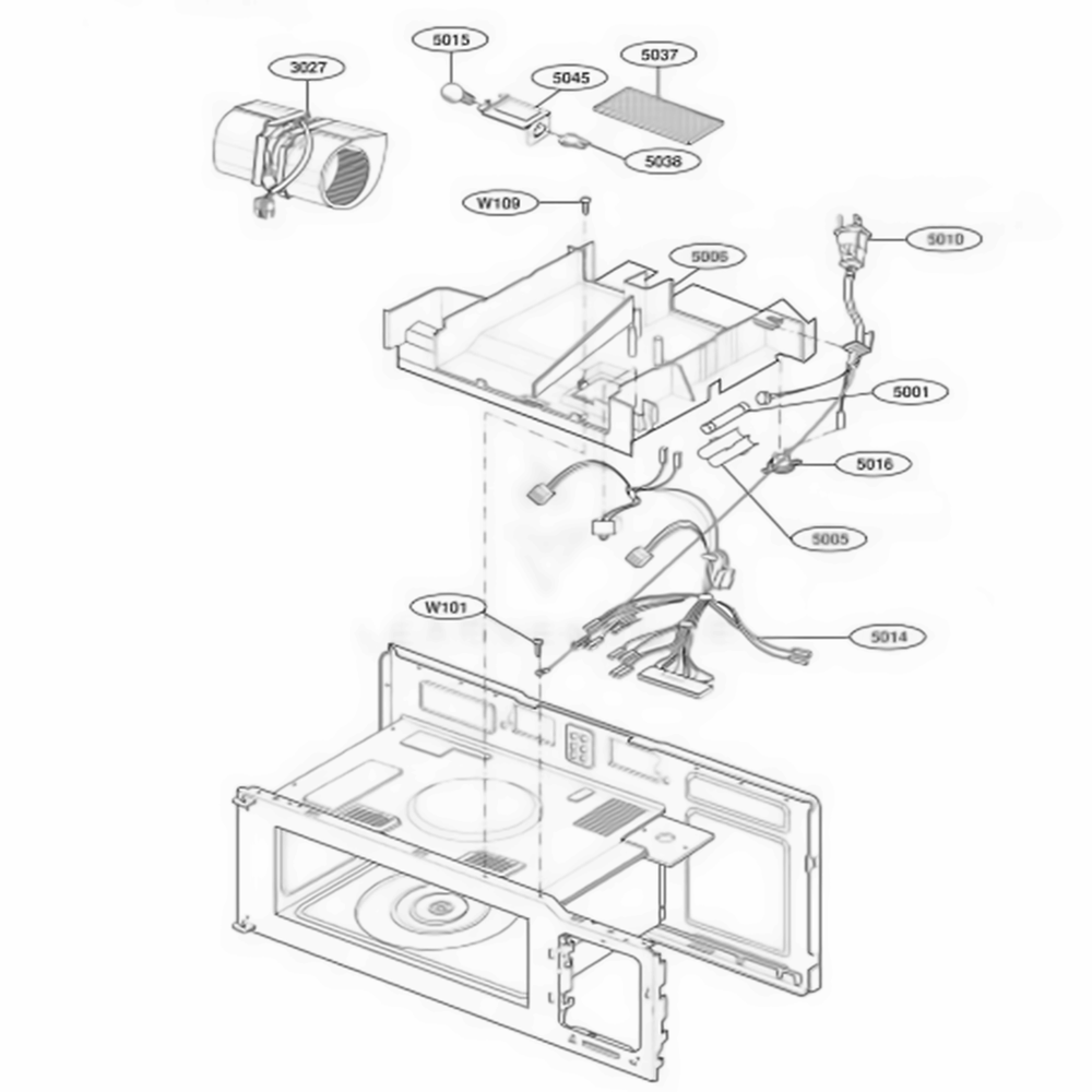 Interior Parts 2 Diagram and Parts List for MV1526B ABKESEG LG Wall Oven