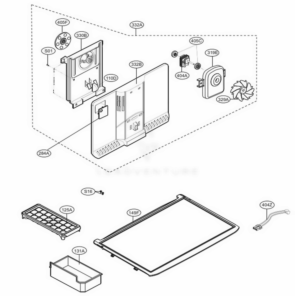 Freezer Door Diagram and Parts List for 68032 ASWCSE2 LG Refrigerator