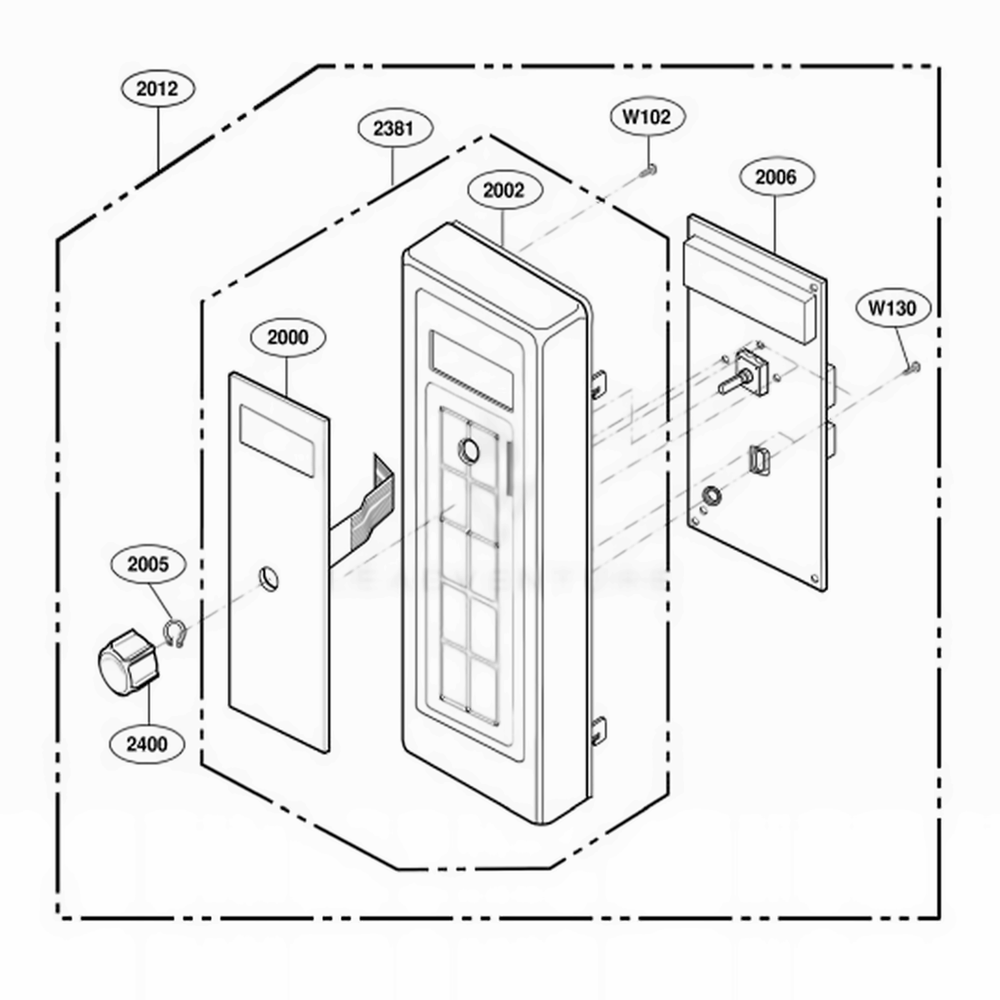 Control Panel Parts 2 Diagram and Parts List for DFS11EA ASTQMTR LG Range