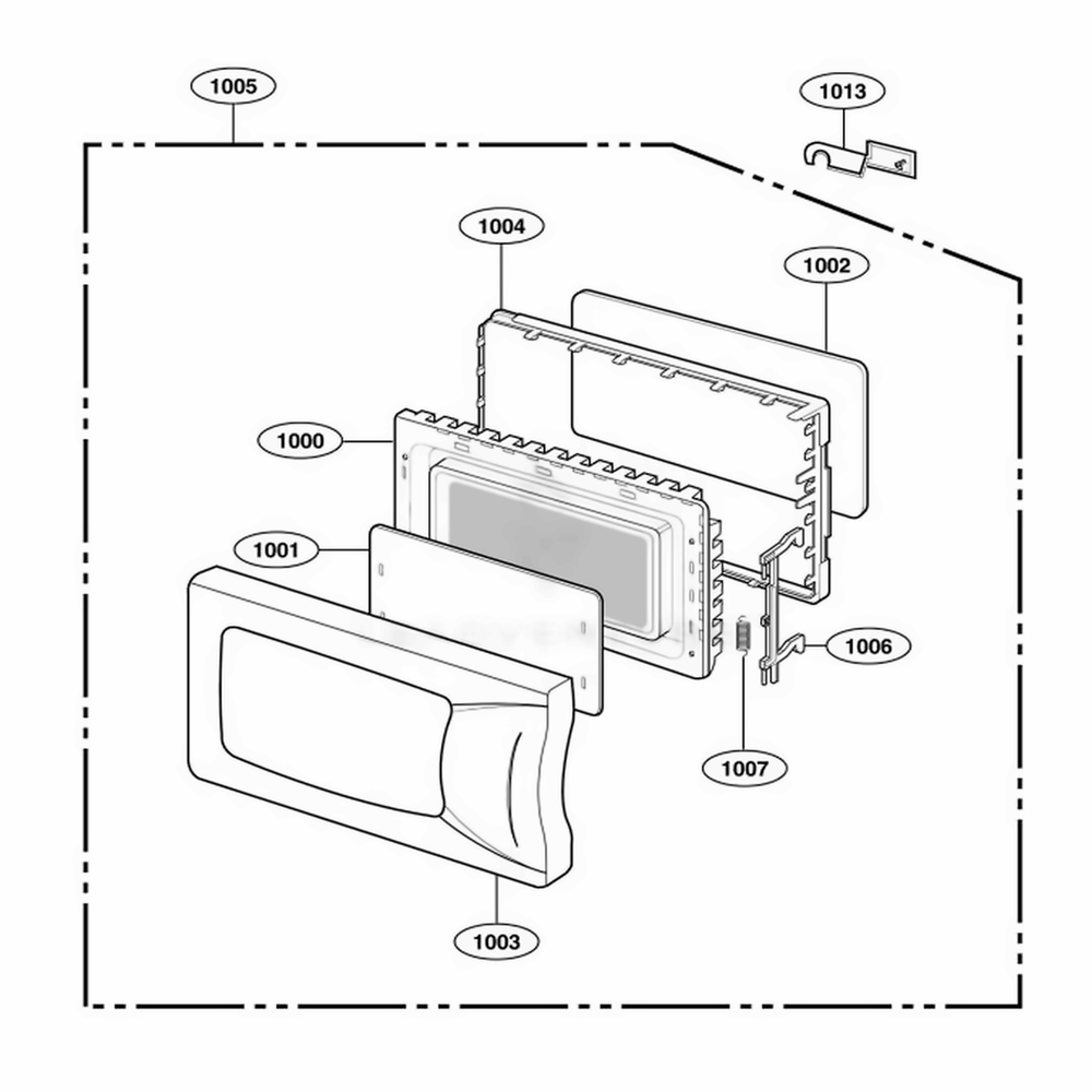 Door Parts Diagram and Parts List for 63352301 CW1ESEA LG Range