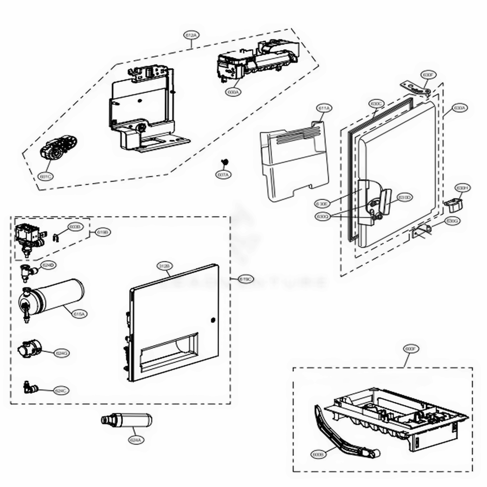 Ice Maker And Ice Bin Parts Diagram and Parts List for LRFDS3006S ASTCNA1 LG Refrigerator