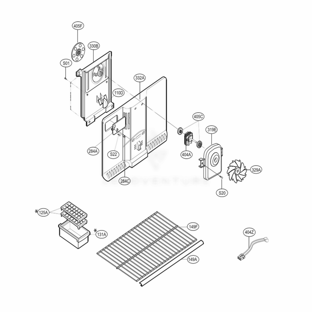 Freezer Parts Diagram and Parts List for 69919 AWB3SER LG Refrigerator