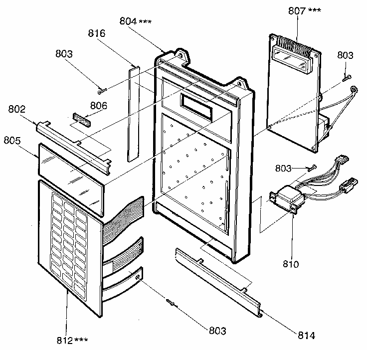Control Panel Diagram and Parts List for 7218965381  Kenmore Microwave