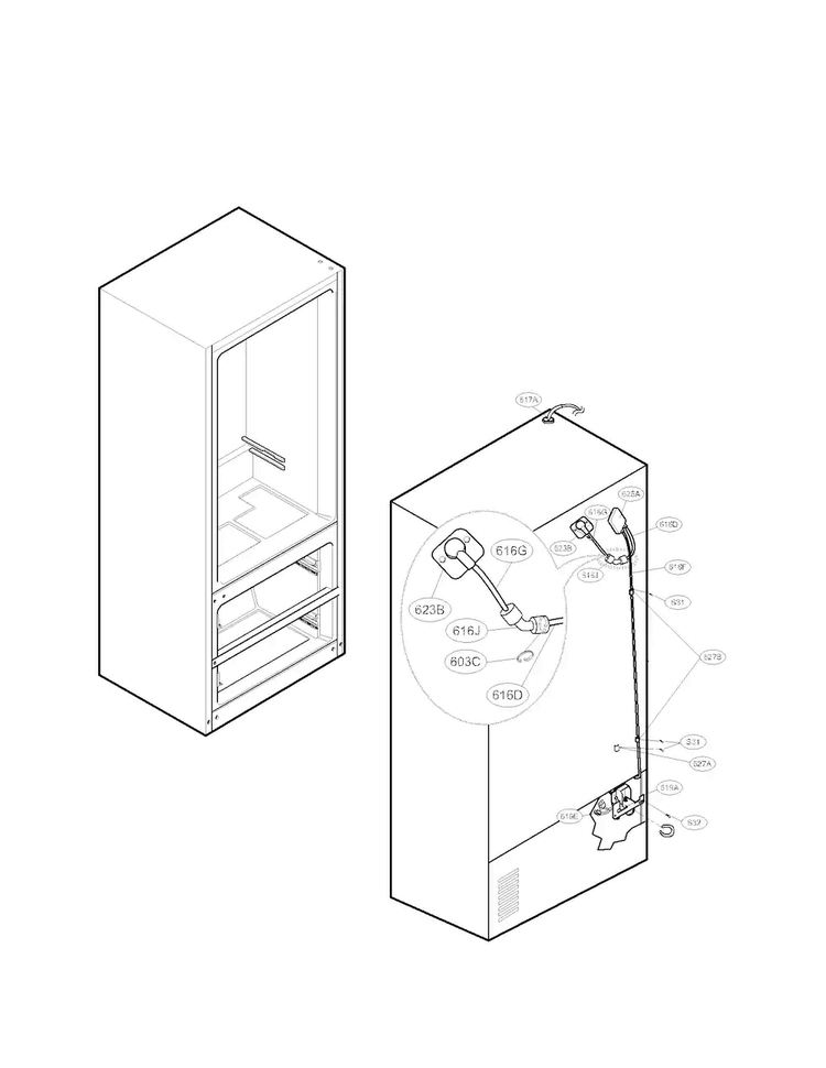 Ice Maker Parts Diagram and Parts List for LMX25964ST 00 LG Refrigerator