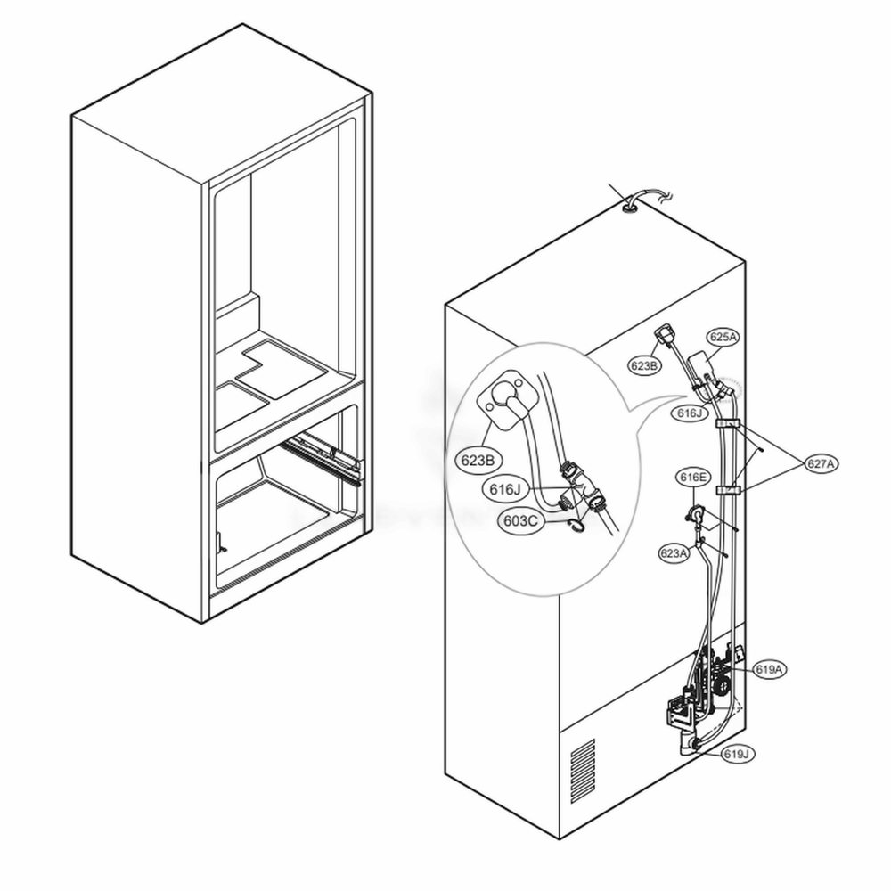 Valve And Water Tube Parts Diagram and Parts List for LFXS26596S ASTCNA2 LG Refrigerator