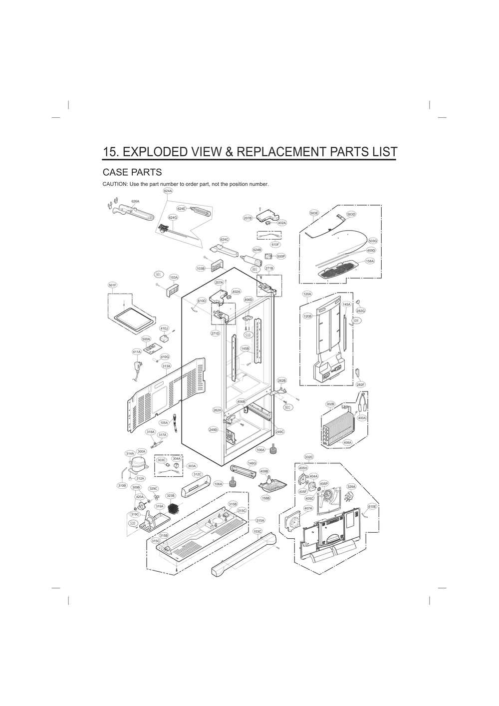 Case Parts Diagram and Parts List for GC-L288GQXP AWBCNA1 LG Refrigerator