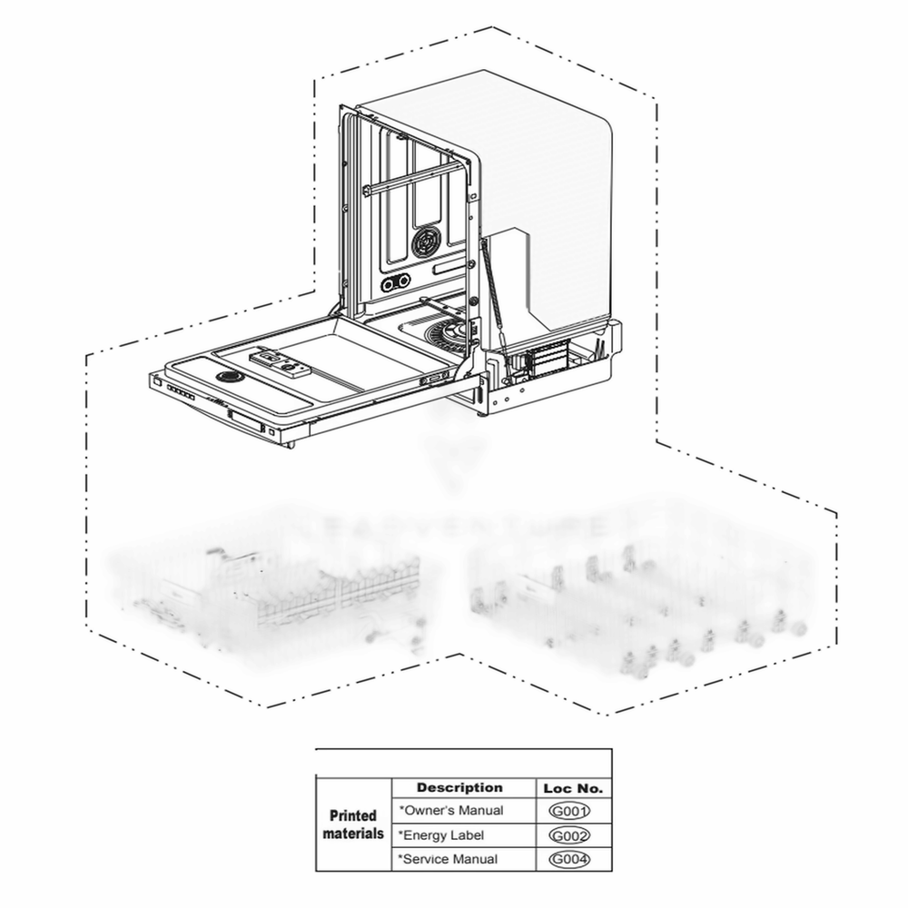 Main 2 Diagram and Parts List for LDF7774BD ABDEEUS LG Dishwasher