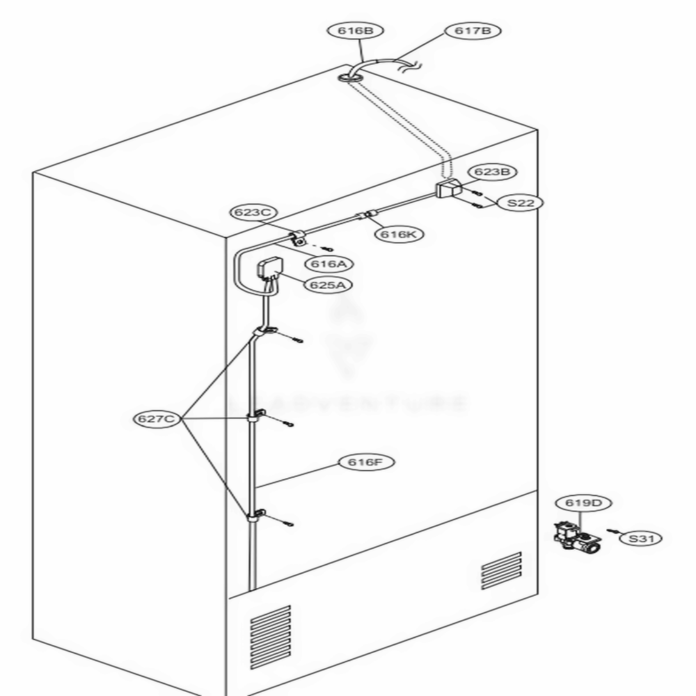 Valve And Water Parts Diagram and Parts List for LFX23961ST AST2LGA LG Refrigerator