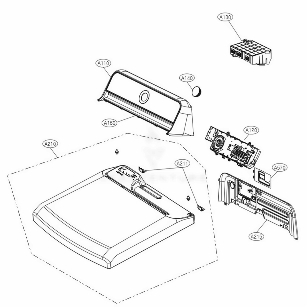 Control Panel And Plate Assembly Diagram and Parts List for DLEX7800WE ABWEEUS LG Dryer